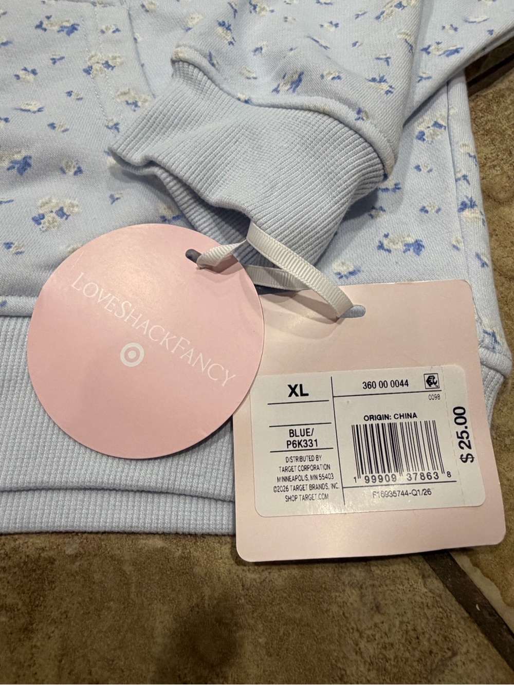 LoveShackFancy x Target Girls XL Blue Floral Ditsy French Terry Hoodie NWT - Picture 2 of 7